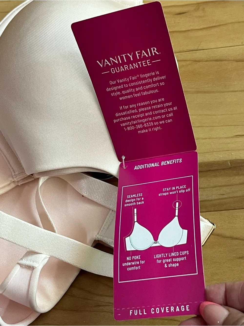 Vanity Fair Beauty Back Bra 36D Light Pink Seamless Underwire T-Shirt Bra NWT
